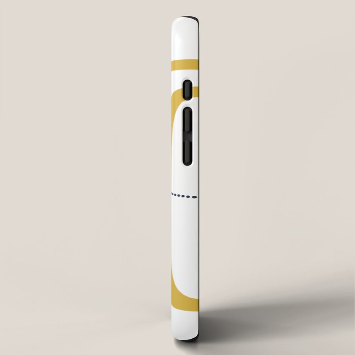 Mustard Rings Midcentury Modern Minimalist Abstract with Navy Blue and White iPhone Case Gallery Image 2