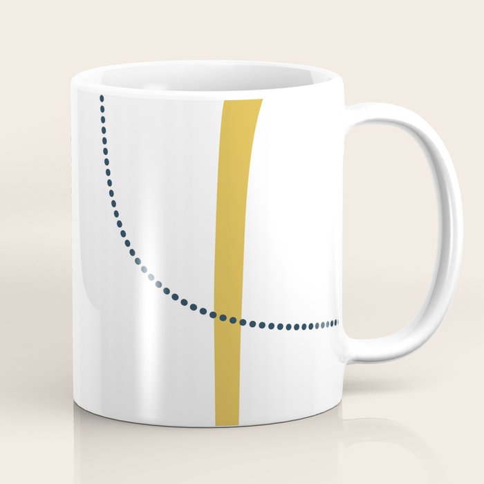 Mustard Rings Midcentury Modern Minimalist Abstract with Navy Blue and White Coffee Mug Gallery Image 1