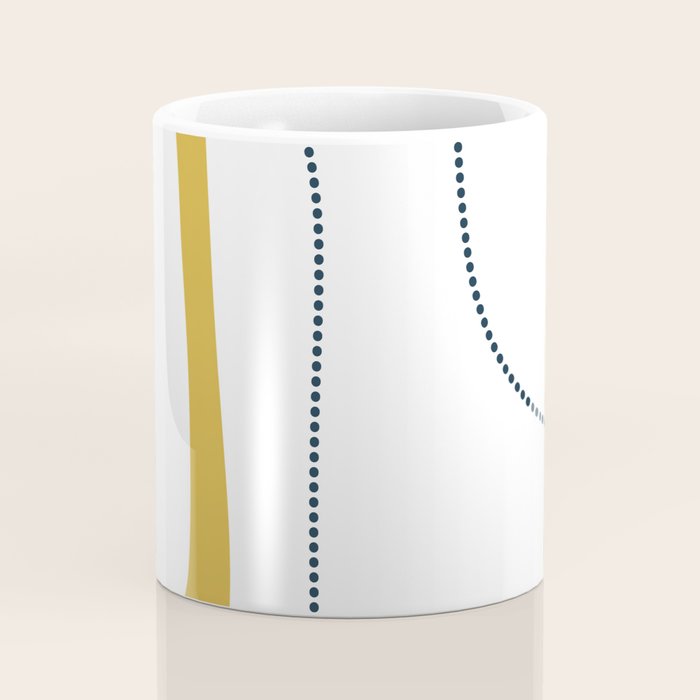 Mustard Rings Midcentury Modern Minimalist Abstract with Navy Blue and White Coffee Mug Gallery Image 4