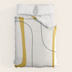 Mustard Rings Midcentury Modern Minimalist Abstract with Navy Blue and White Duvet Cover Gallery Image 6