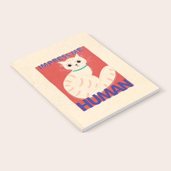 Impress Me Human Vintage Cat, Retro Illustration Notebook Gallery Image 2