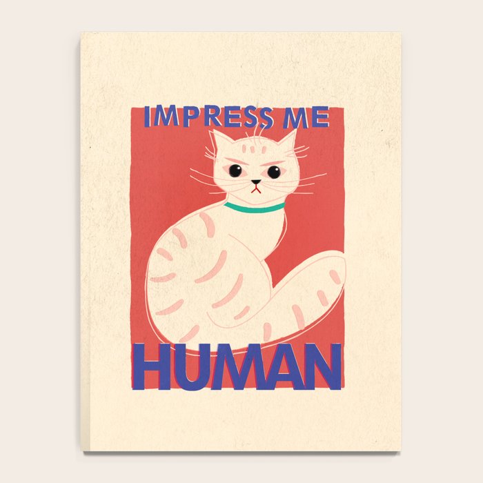 Impress Me Human Vintage Cat, Retro Illustration Notebook Gallery Image 4