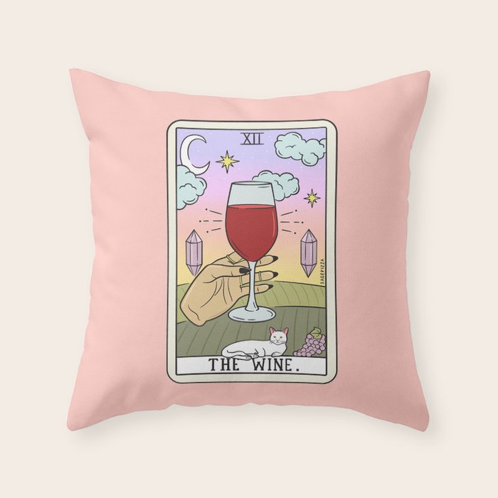 WINE READING (LIGHT) Throw Pillow Gallery Image 1