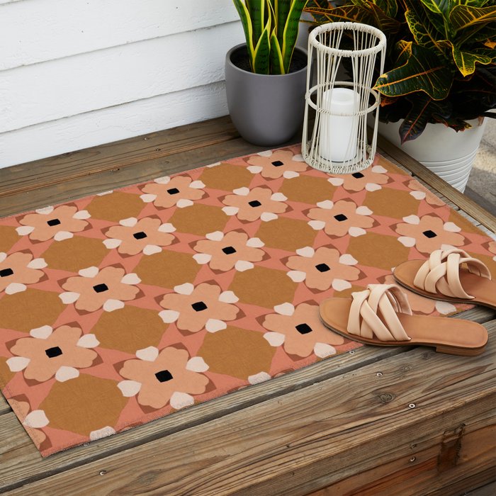 Moroccan floral rattan Outdoor Rug Gallery Image 2