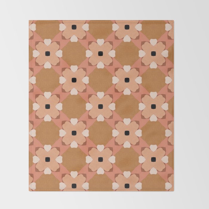 Moroccan floral rattan Throw Blanket Gallery Image 2