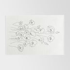 Poppy Flowers Line Art Rug Gallery Image 2