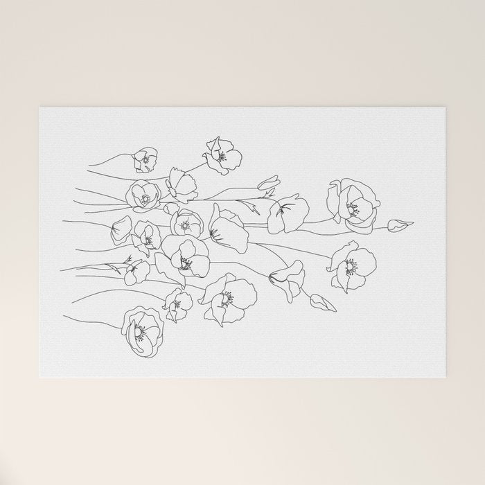 Poppy Flowers Line Art Welcome Mat Gallery Image 1