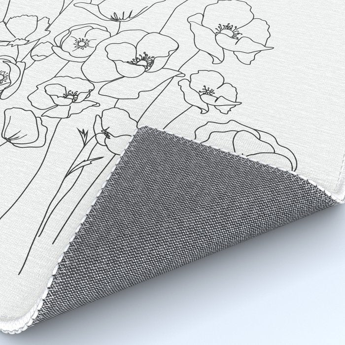 Poppy Flowers Line Art Rug Gallery Image 4
