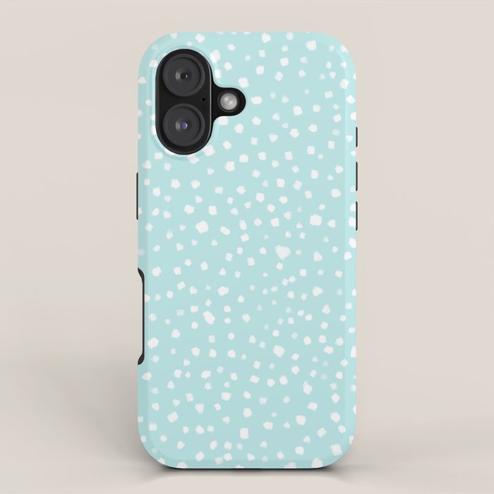 Minimal Painted Smudge Dots Pattern in Light Aqua iPhone Case Gallery Image 1