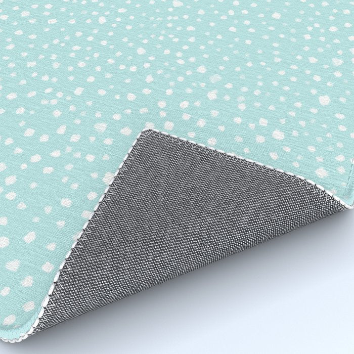 Minimal Painted Smudge Dots Pattern in Light Aqua Rug Gallery Image 4