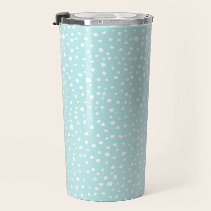 Minimal Painted Smudge Dots Pattern in Light Aqua Travel Mug Gallery Image 3