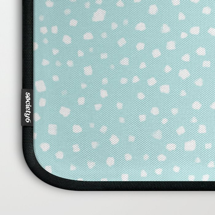 Minimal Painted Smudge Dots Pattern in Light Aqua Laptop Sleeve Gallery Image 3