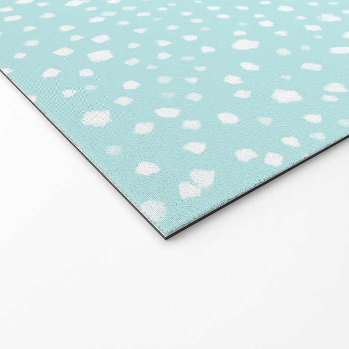 Minimal Painted Smudge Dots Pattern in Light Aqua Welcome Mat Gallery Image 2