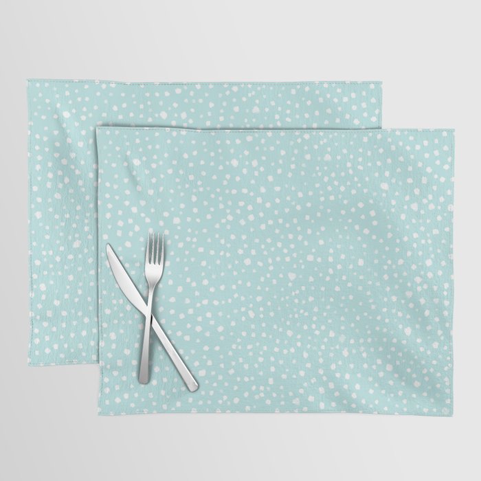 Minimal Painted Smudge Dots Pattern in Light Aqua Placemat Gallery Image 1
