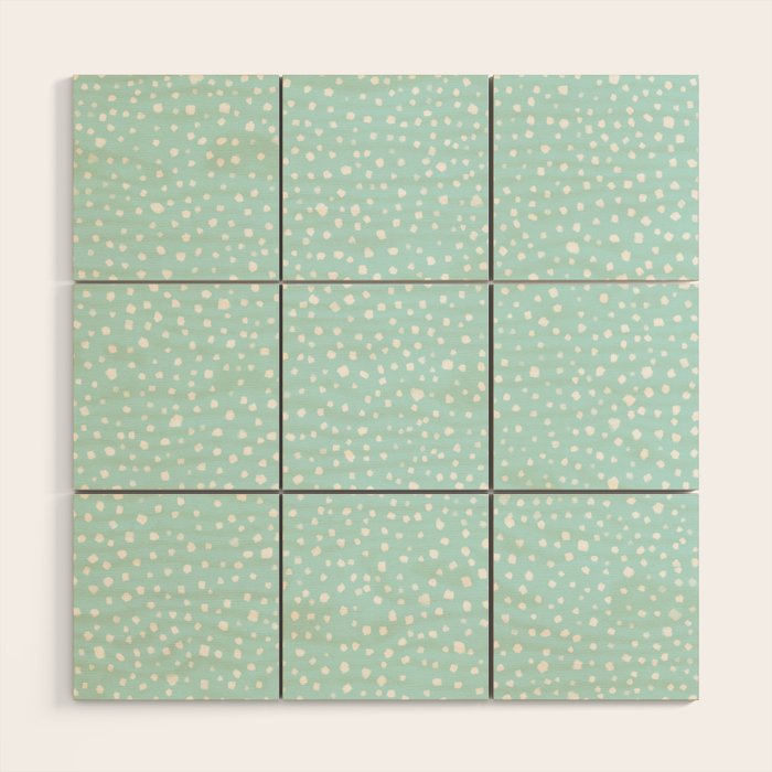 Minimal Painted Smudge Dots Pattern in Light Aqua Wood Wall Art Gallery Image 1