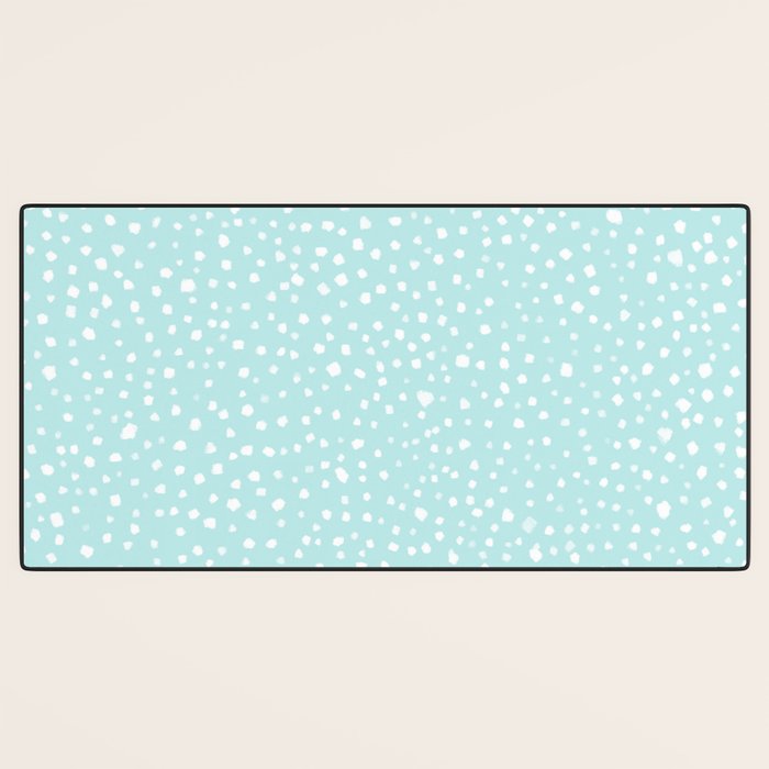 Minimal Painted Smudge Dots Pattern in Light Aqua Desk Mat Gallery Image 3