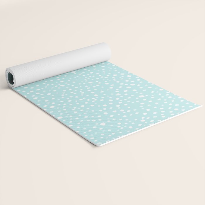 Minimal Painted Smudge Dots Pattern in Light Aqua Yoga Mat Gallery Image 2