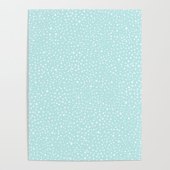Minimal Painted Smudge Dots Pattern in Light Aqua Poster Gallery Image 4