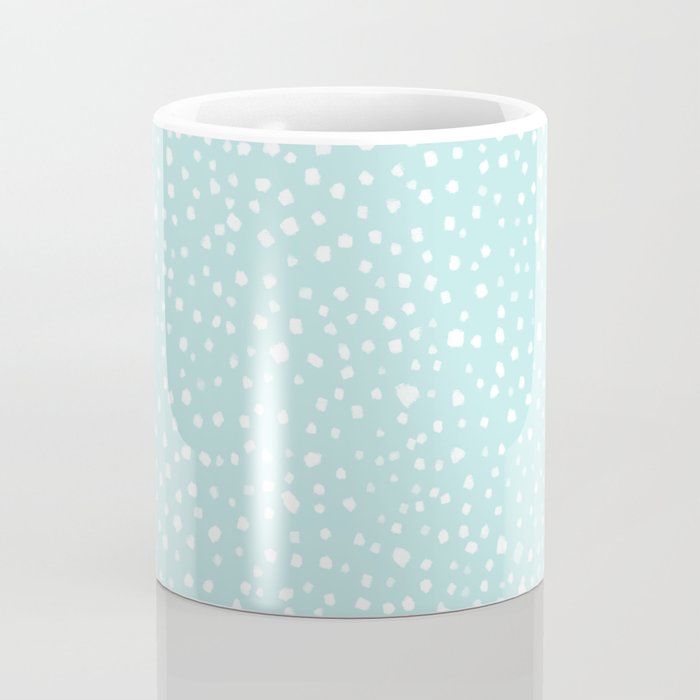 Minimal Painted Smudge Dots Pattern in Light Aqua Coffee Mug Gallery Image 4