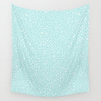 Minimal Painted Smudge Dots Pattern in Light Aqua Wall Tapestry Gallery Image 4
