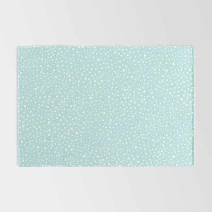 Minimal Painted Smudge Dots Pattern in Light Aqua Rug Gallery Image 2