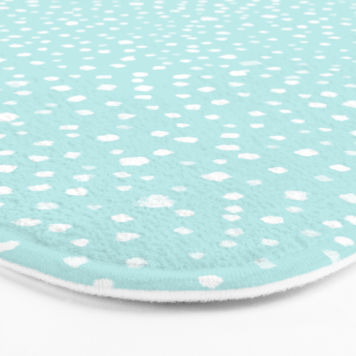 Minimal Painted Smudge Dots Pattern in Light Aqua Bath Mat Gallery Image 3