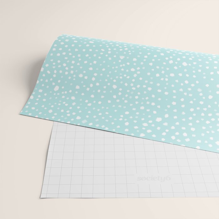 Minimal Painted Smudge Dots Pattern in Light Aqua Wrapping Paper Gallery Image 2