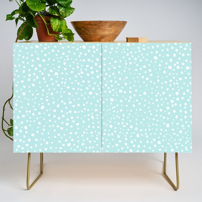 Minimal Painted Smudge Dots Pattern in Light Aqua Credenza Gallery Image 1
