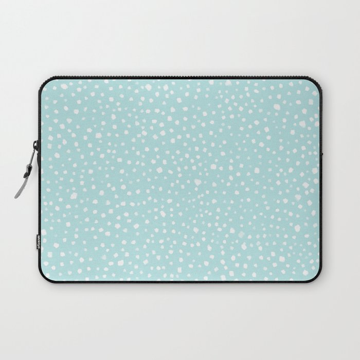 Minimal Painted Smudge Dots Pattern in Light Aqua Laptop Sleeve Gallery Image 1