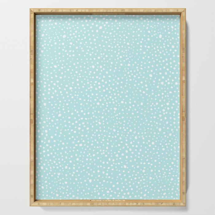 Minimal Painted Smudge Dots Pattern in Light Aqua Serving Tray Gallery Image 1