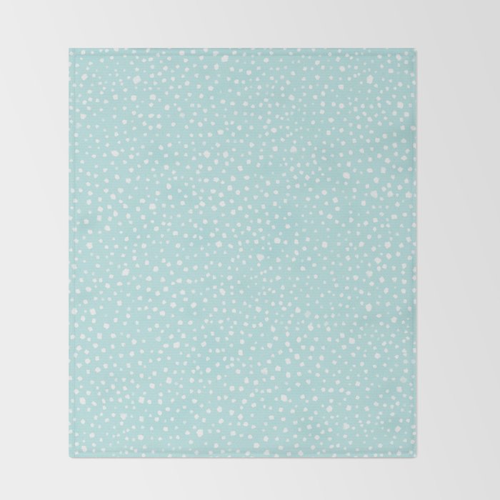 Minimal Painted Smudge Dots Pattern in Light Aqua Throw Blanket Gallery Image 2
