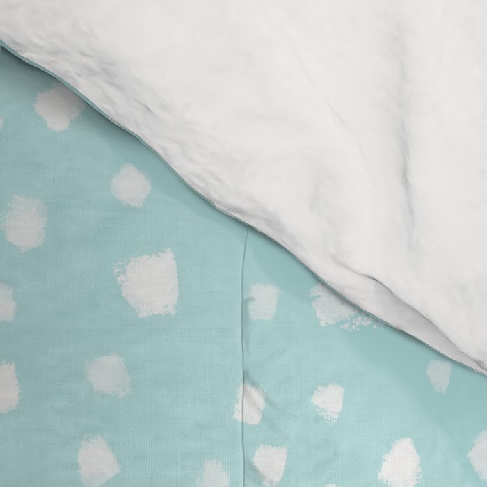 Minimal Painted Smudge Dots Pattern in Light Aqua Comforter Gallery Image 4