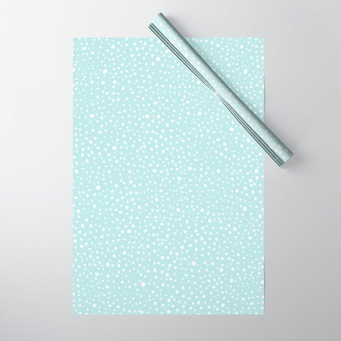 Minimal Painted Smudge Dots Pattern in Light Aqua Wrapping Paper Gallery Image 1