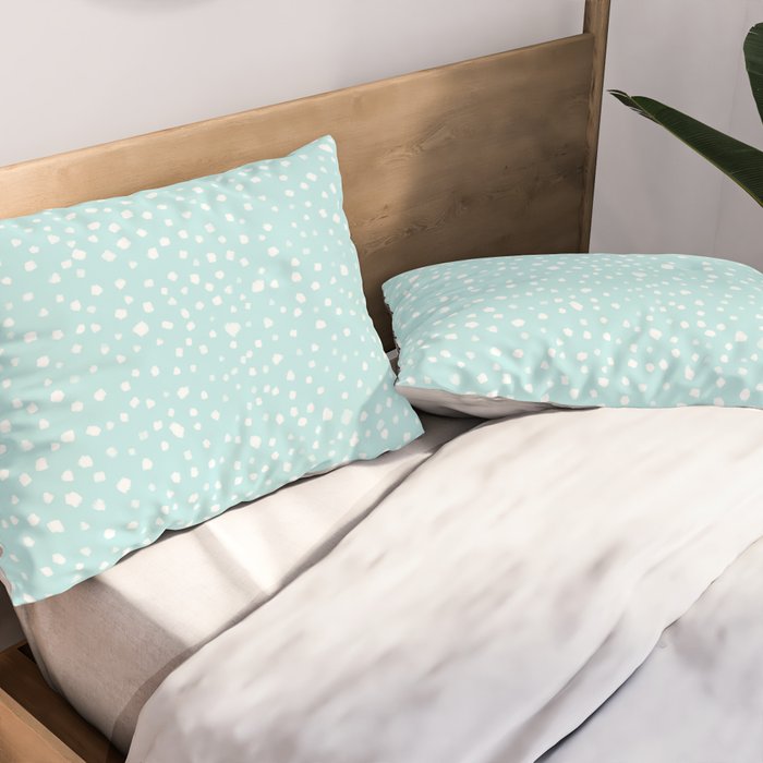 Minimal Painted Smudge Dots Pattern in Light Aqua Pillow Sham Gallery Image 2