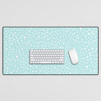 Minimal Painted Smudge Dots Pattern in Light Aqua Desk Mat Gallery Image 1
