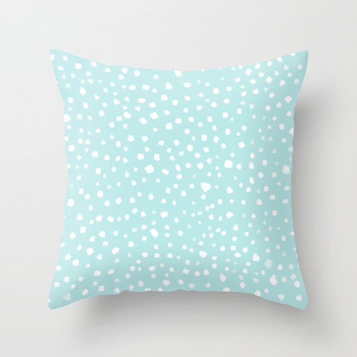 Minimal Painted Smudge Dots Pattern in Light Aqua Throw Pillow Gallery Image 6