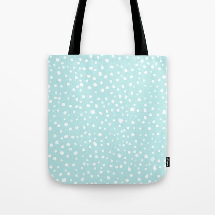 Minimal Painted Smudge Dots Pattern in Light Aqua Tote Bag Gallery Image 1