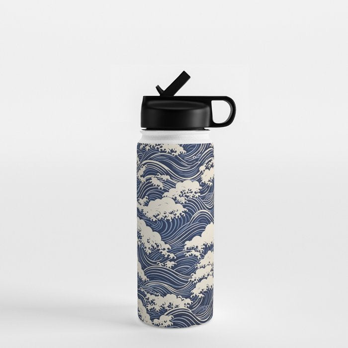 Endless Kanagawa Waves Water Bottle Gallery Image 1