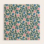 Simple Floral - Blue, Pink and Green Wood Wall Art Gallery Image 1