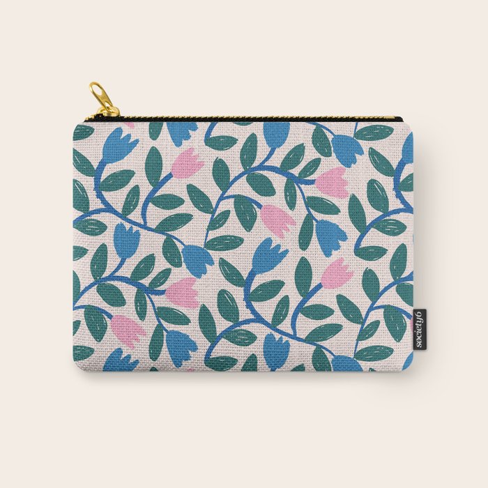 Simple Floral - Blue, Pink and Green Carry All Pouch Gallery Image 1