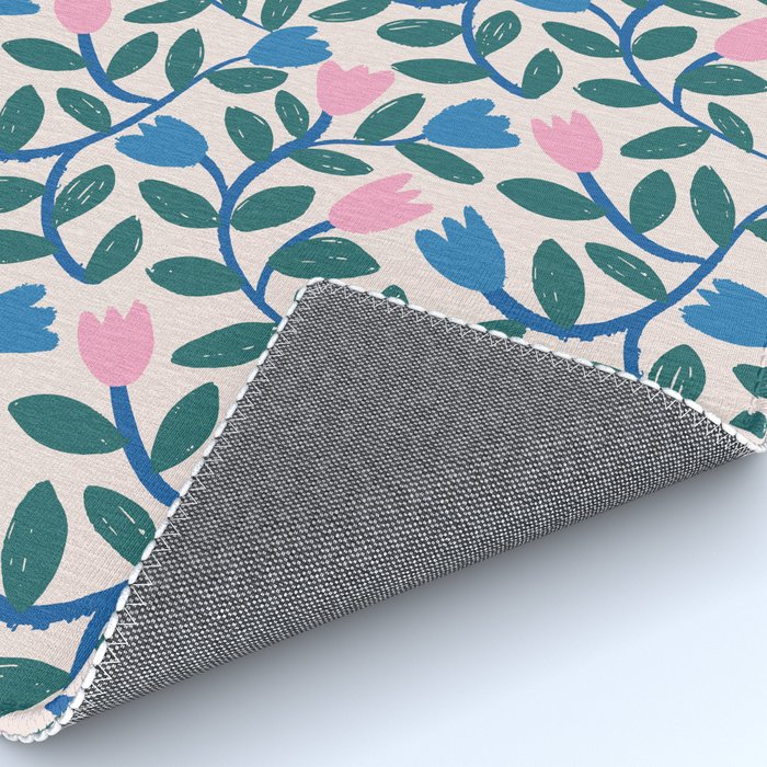 Simple Floral - Blue, Pink and Green Rug Gallery Image 4