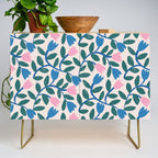 Simple Floral - Blue, Pink and Green Credenza Gallery Image 1