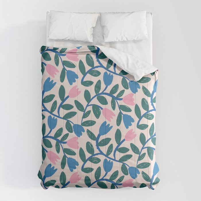 Simple Floral - Blue, Pink and Green Comforter Gallery Image 6