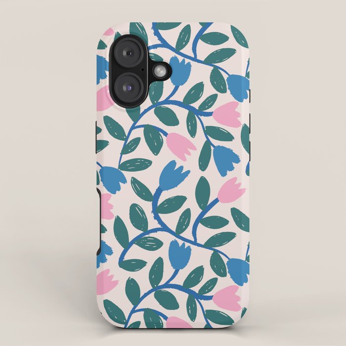Simple Floral - Blue, Pink and Green iPhone Case Gallery Image 1