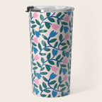 Simple Floral - Blue, Pink and Green Travel Mug Gallery Image 3