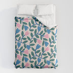 Simple Floral - Blue, Pink and Green Duvet Cover Gallery Image 6