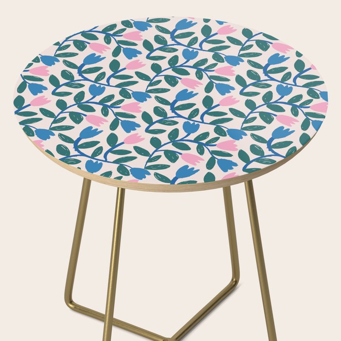 Simple Floral - Blue, Pink and Green Side Table Gallery Image 2