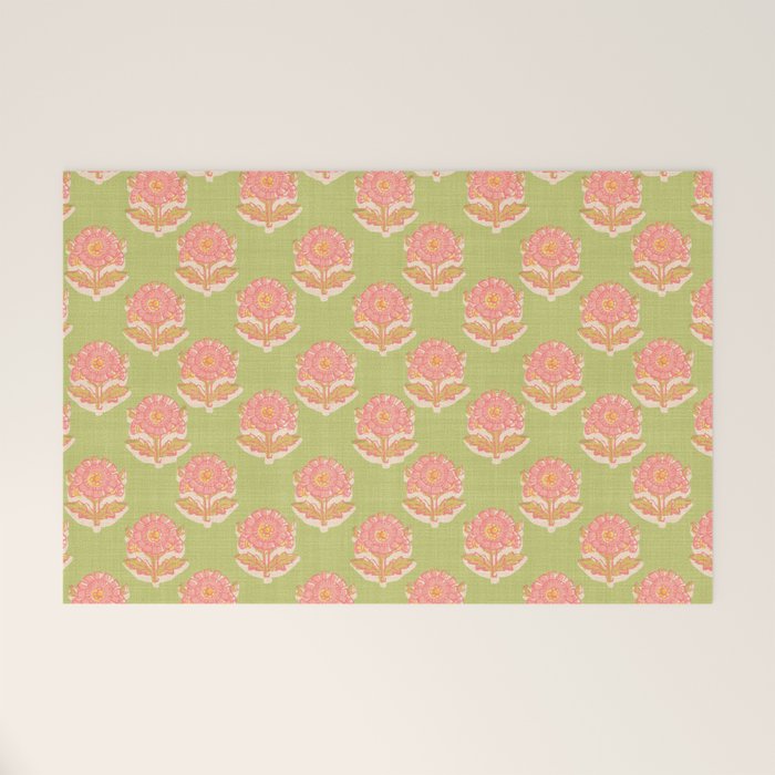 French Country Sunflower in Olive Welcome Mat Gallery Image 1