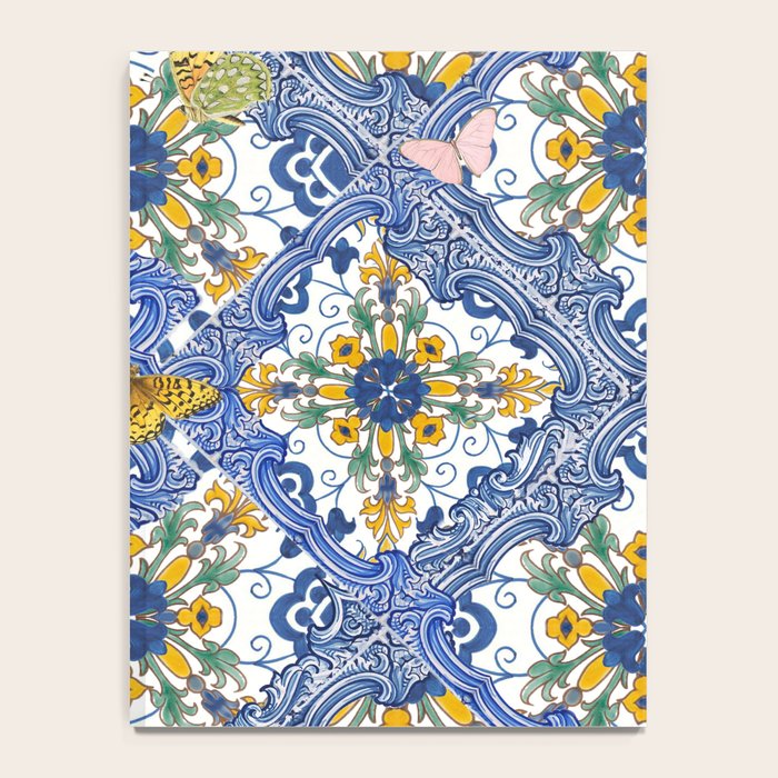 Blue ceramic maiolica tiles, yellow flowers and butterflies Notebook Gallery Image 4