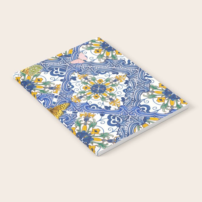 Blue ceramic maiolica tiles, yellow flowers and butterflies Notebook Gallery Image 2